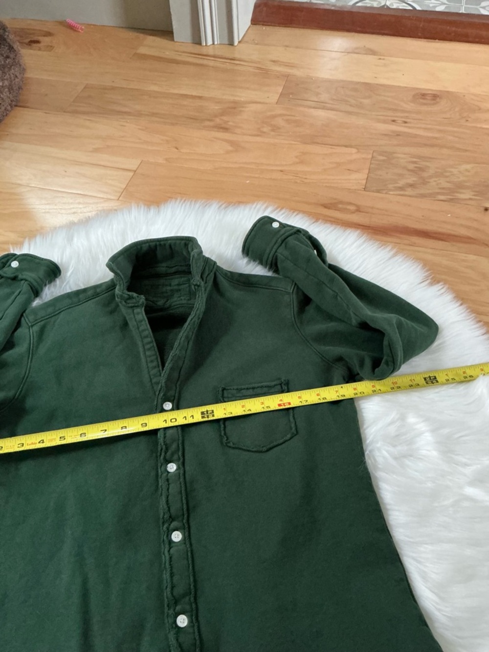 Frank & Eileen Triple Fleece Sweatshirt Dark Green Button-Up Size XS - Picture 4 of 6